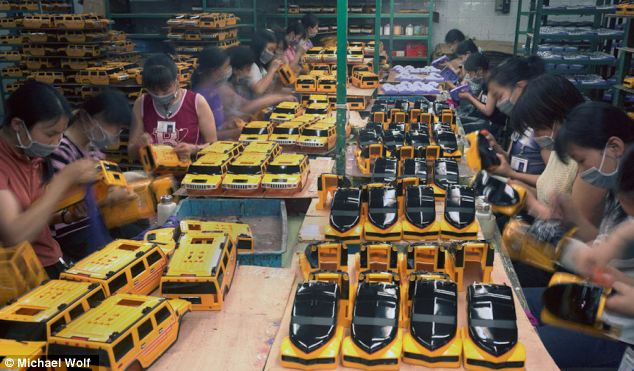 Chinese factory workers in the country which makes 75 per cent of the worlds toys in an estimated 8,000 toy-making factories employing 3.5 million people
